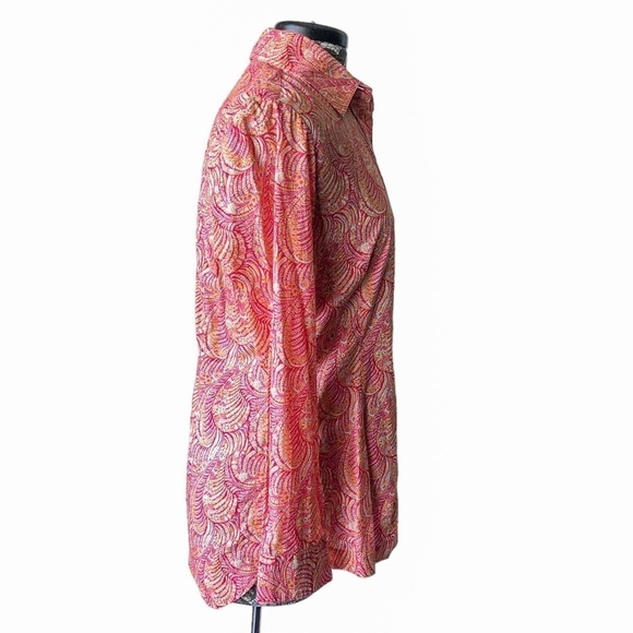 Finley Joey Print Long Sleeve Button Down Blouse 
Pink Orange Paisley Medium - Picture 4 of 8